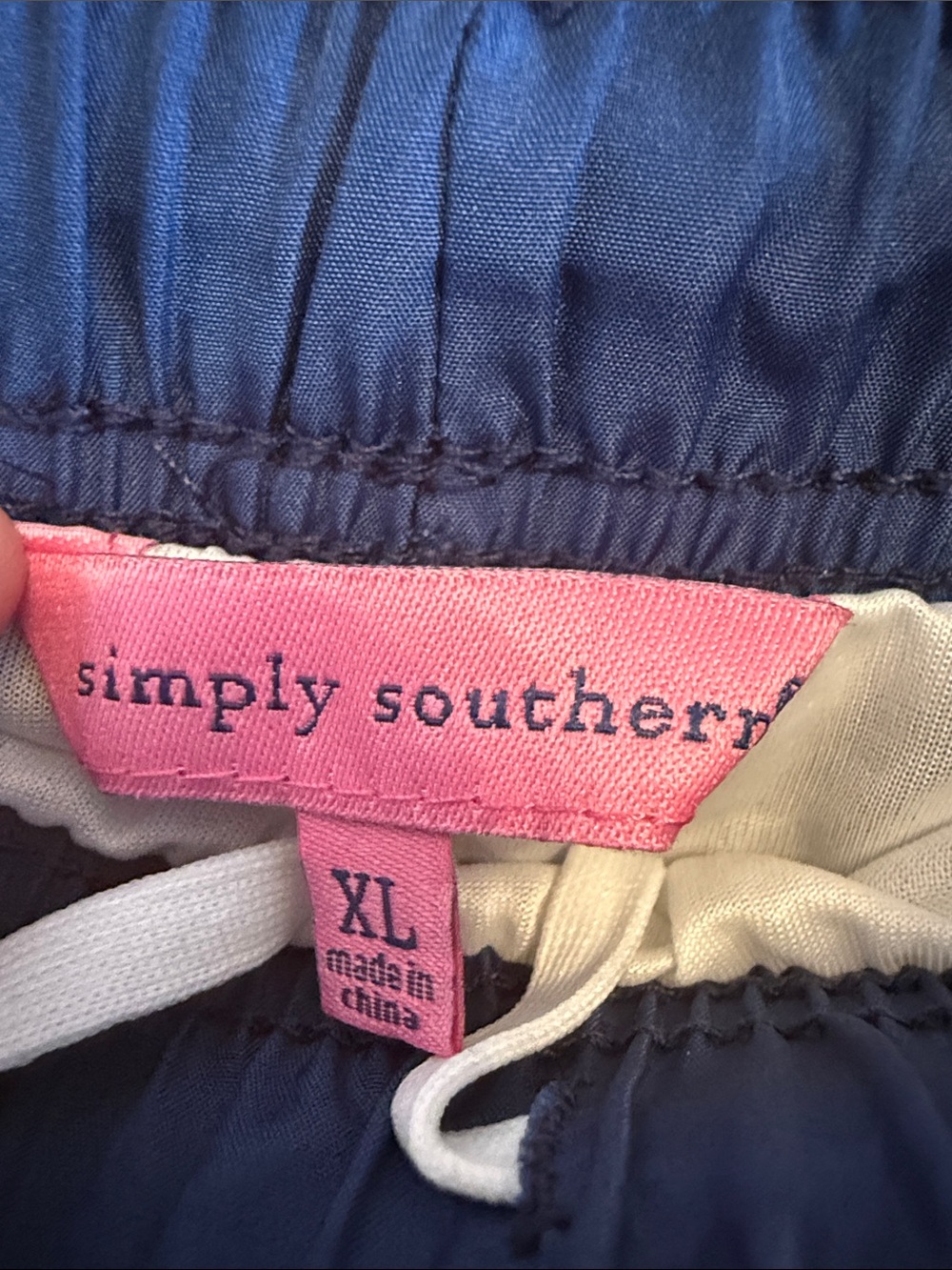 Simply Southern Navy and Pink Lined Athletic Running Shorts Sz XL - Picture 2 of 4